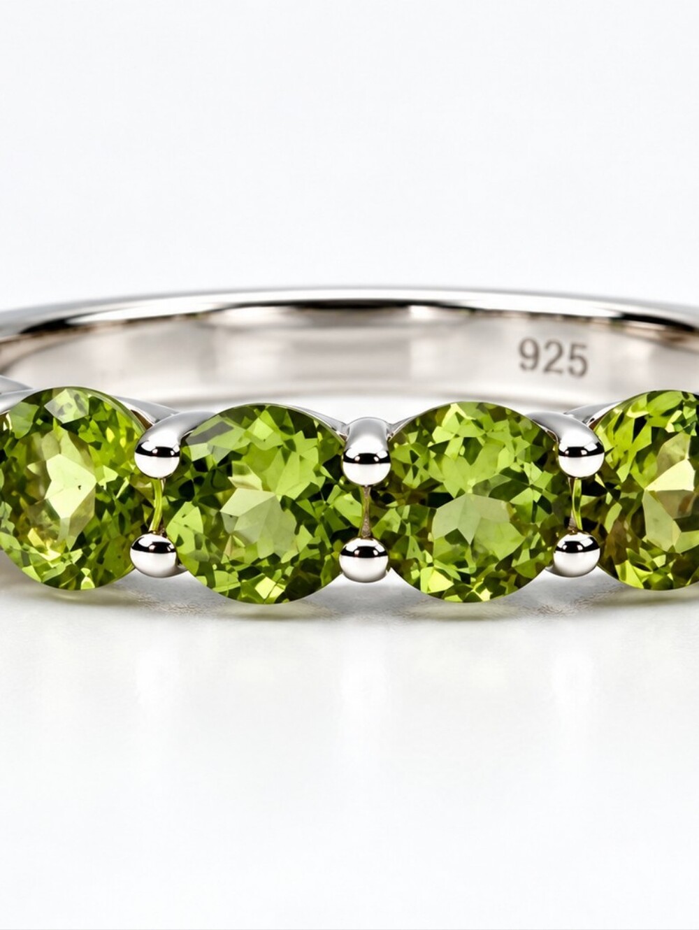 1.57 CT Green Peridot Ring, 925 Sterling Silver, Size 7